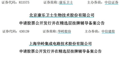 北交所动态追踪 志晟信息与中设咨询启动打新，康乐卫士、华岭股份步入辅导期